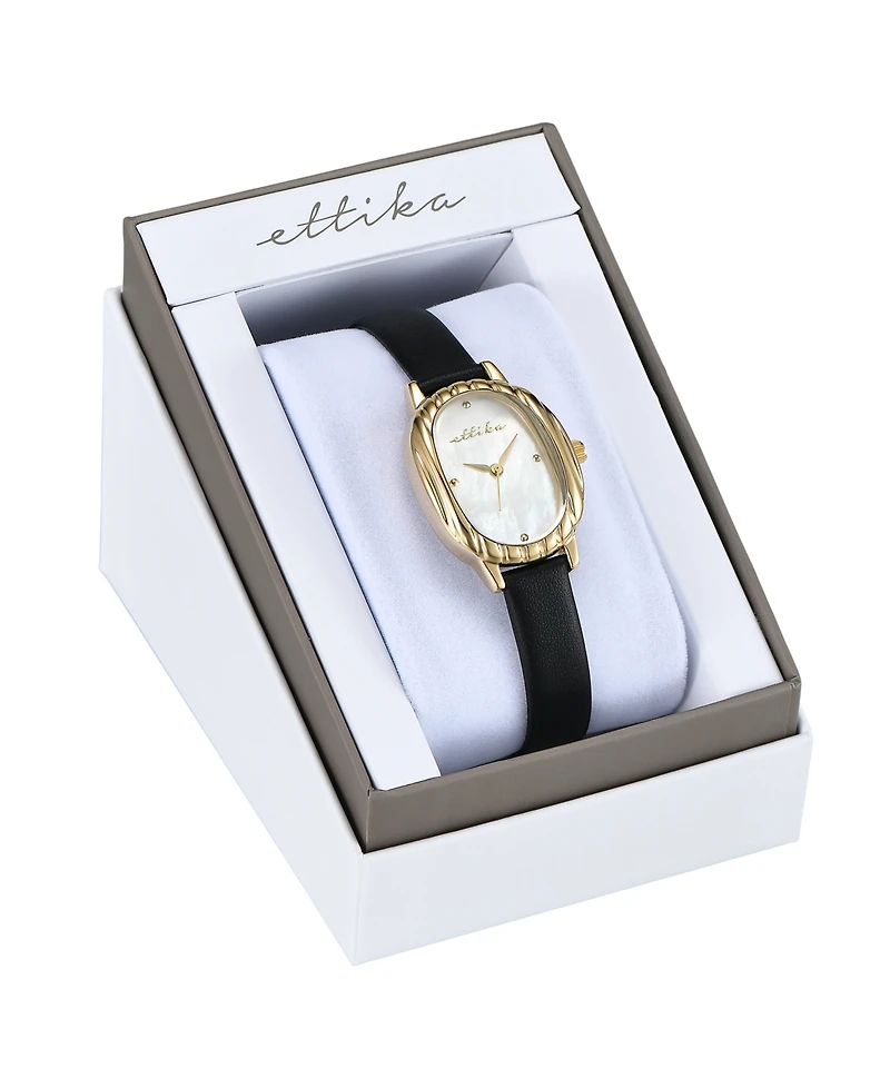 Ettika Timeless Texture Gold Plated Leather Watch