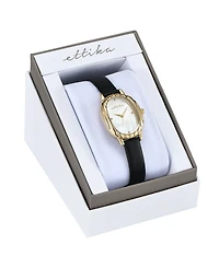 Ettika Timeless Texture Gold Plated Leather Watch
