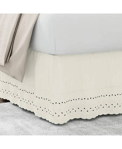 Fresh Ideas Ruffled Eyelet 14" Drop Bed Skirt, Queen