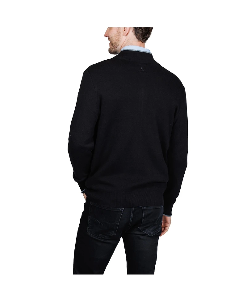 Tailorbyrd Men's Fine Knit Full Zip Mock Neck Sweater