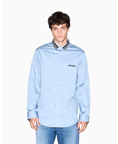A|X Armani Exchange Men's Long Sleeve with Collar Tipping Woven Dress Shirt