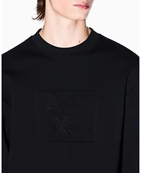 A|X Armani Exchange Men's Tonal Grid Box Crewneck Hoodie