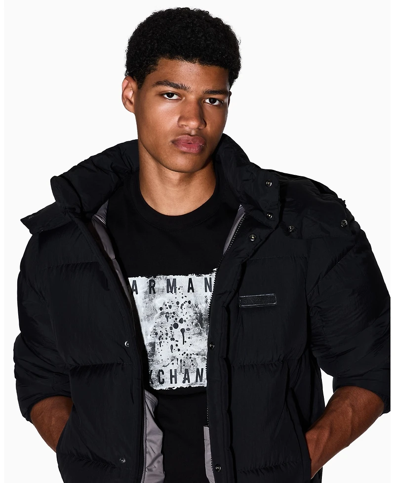 A|X Armani Exchange Men's Grid Box Splatter Graphic T-Shirt