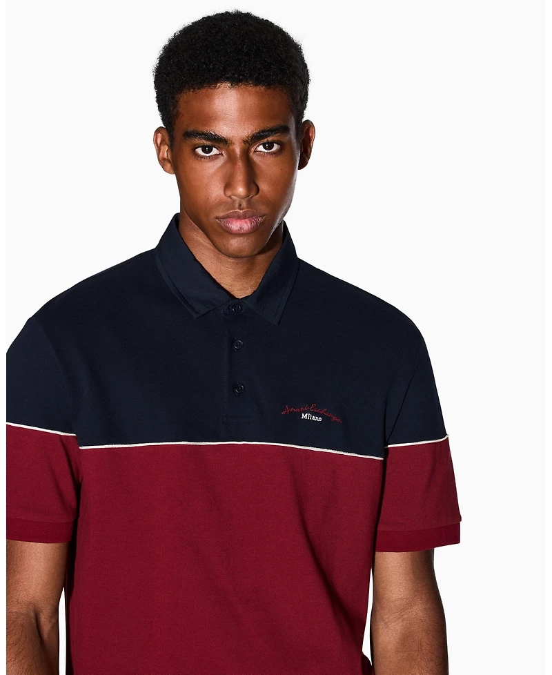 A|X Armani Exchange Men's Color Block Pique Polo Shirt