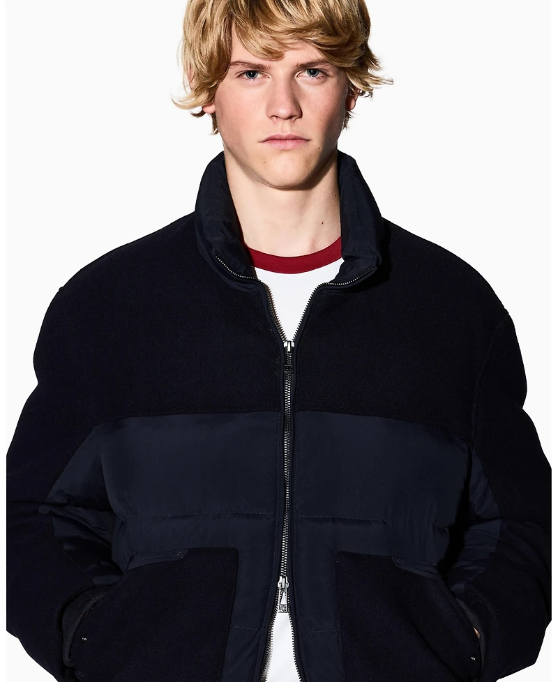 A|X Armani Exchange Men's Quilted Color Block Puffer Coat