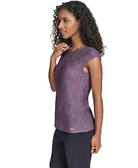 Calvin Klein Petite Cap Sleeve Textured Knit Top
