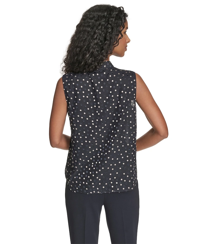 Calvin Klein Women's Textured Tie Neck Top