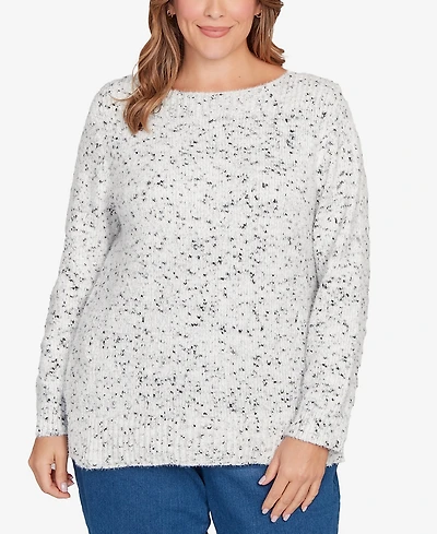 Ruby Rd. Plus Size Speckled Chenille Eyelash Sweater
