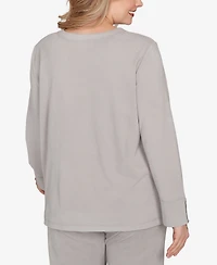 Ruby Rd. Plus Luxe Rib V-Neck Button Accent Knit Top