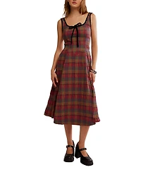 Free People Women's Freya Plaid Scoop Neck Midi Dress