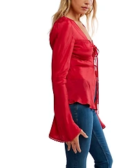 Free People Women's Bali Ariel Deep V-Neck Front Tie Top