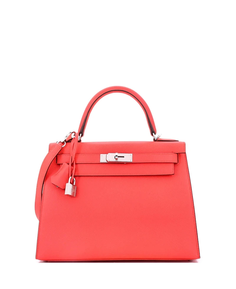 Pre-Owned HERMES Kelly Handbag Pink Epsom with Palladium Hardware