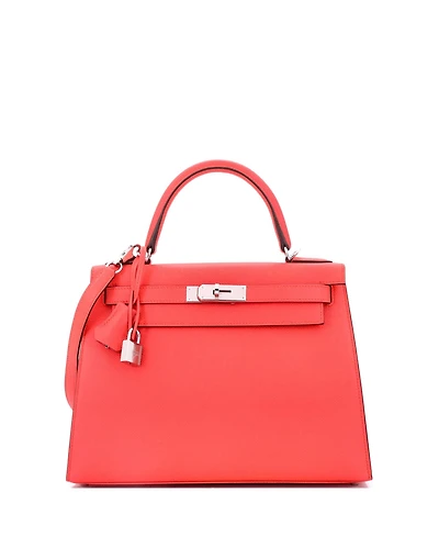 Pre-Owned HERMES Kelly Handbag Pink Epsom with Palladium Hardware