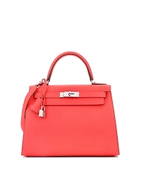 Pre-Owned HERMES Kelly Handbag Pink Epsom with Palladium Hardware