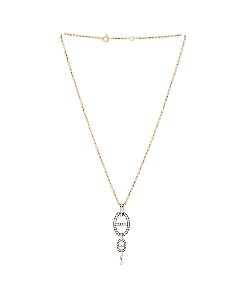 Pre-Owned HERMES Double Chaine d'Ancre Baguette Cut Pendant Necklace