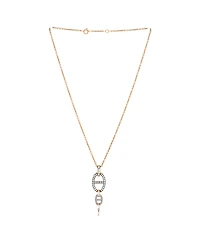Pre-Owned HERMES Double Chaine d'Ancre Baguette Cut Pendant Necklace