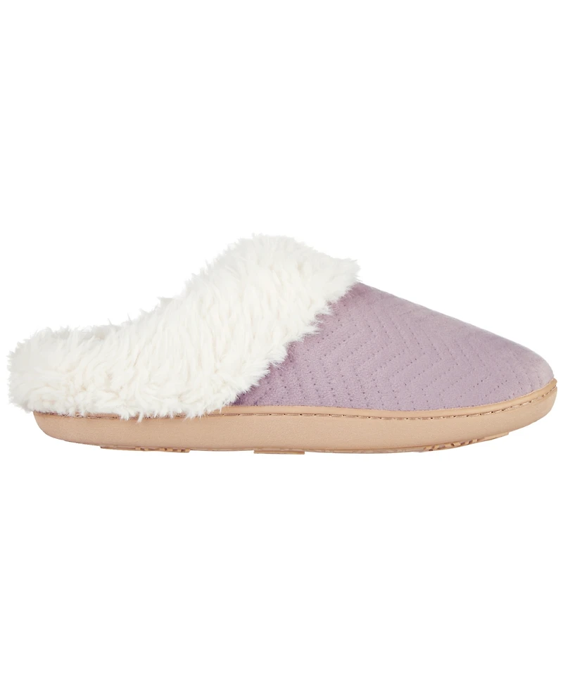 Isotoner Signature Women's Louise Quilted Velour Clog Slippers
