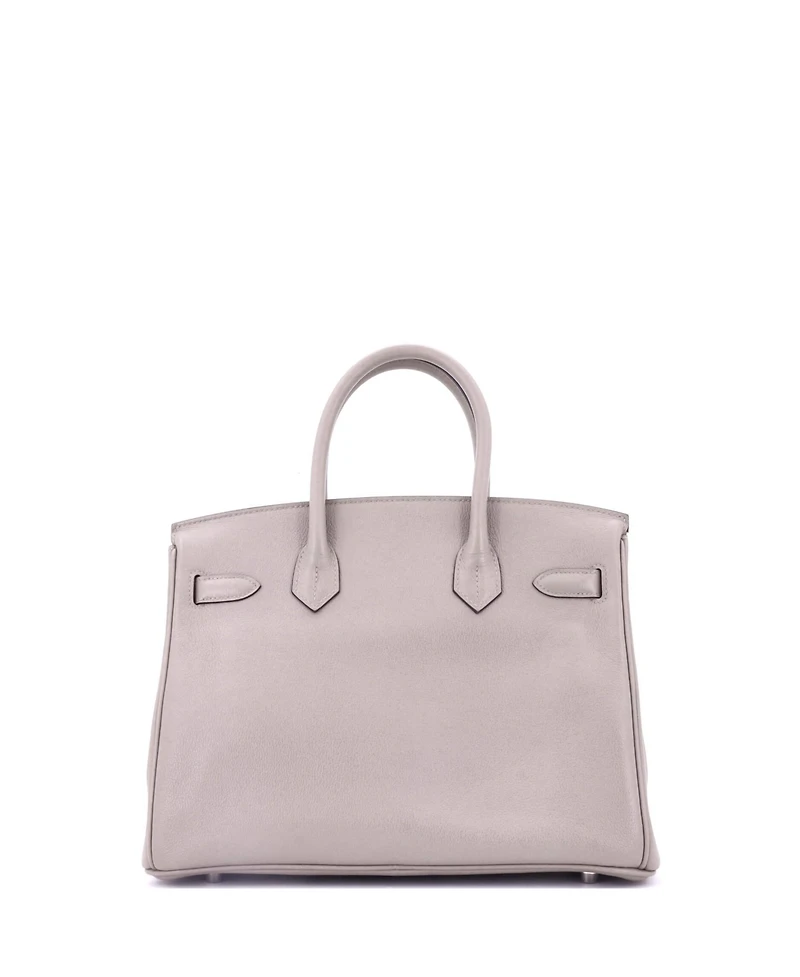 Pre-Owned Hermes Birkin 30 Handbag Grey Novillo with Palladium Hardware