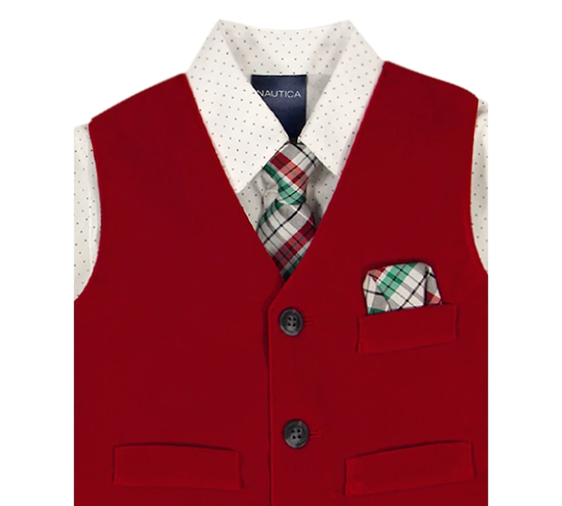 Nautica Baby Boys 4-Piece Holiday Velvet Duo Vest Set