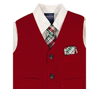 Nautica Baby Boys 4-Piece Holiday Velvet Duo Vest Set