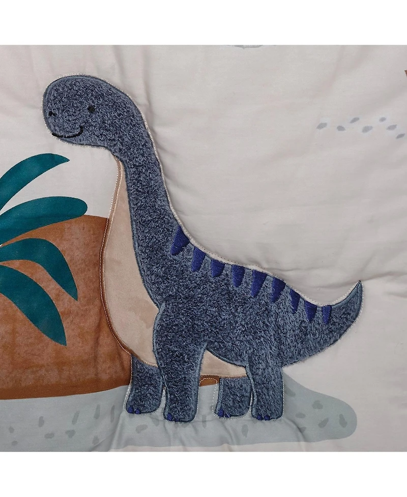 Lambs & Ivy Dino-Might 3-Piece Blue/Gray Dinosaur Nursery Baby Crib Bedding Set