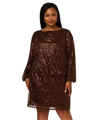 Adrianna Plus Sequin Boat Neck Mini Dress