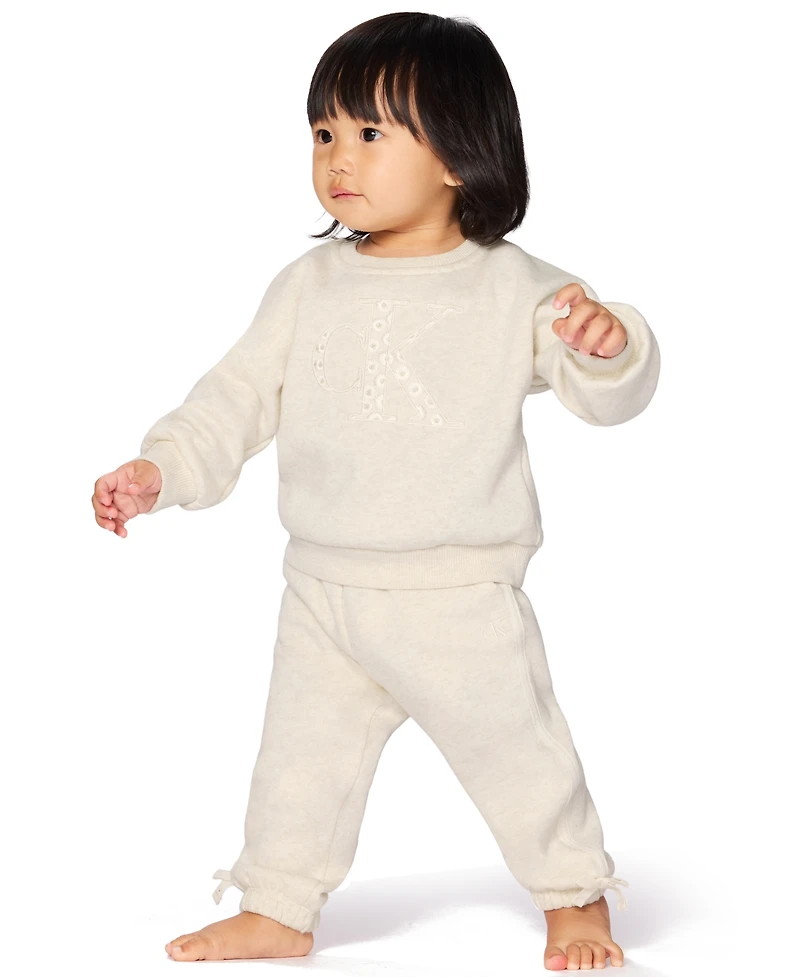 Calvin Klein Baby Girls 2-Piece Fleece Sweatshirt and Pant Set