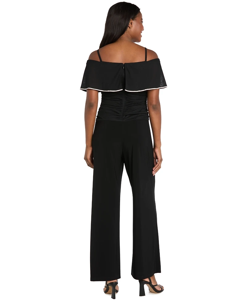 R & M Richards Women's Ruched Trim Detail Jumpsuit
