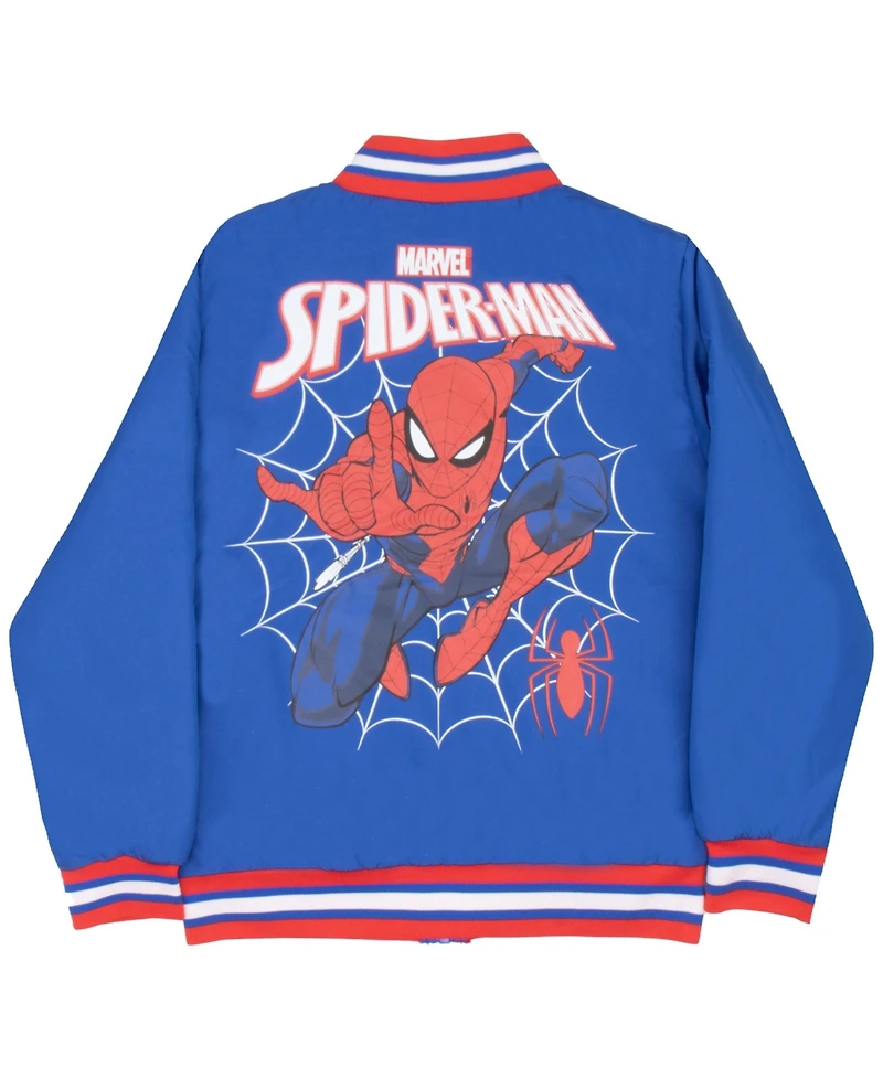 Spider-Man Boys Marvel Zip-Up Graphic Print Superheroes Varsity Bomber Jacket