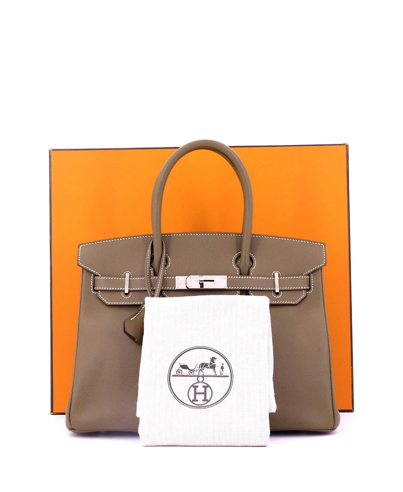 Pre-Owned Hermes Birkin 30 Handbag Grey Epsom with Palladium Hardware