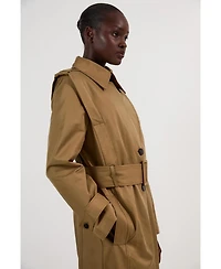 Karen Millen Women's Strong Shoulder Belted Maxi Trench Coat