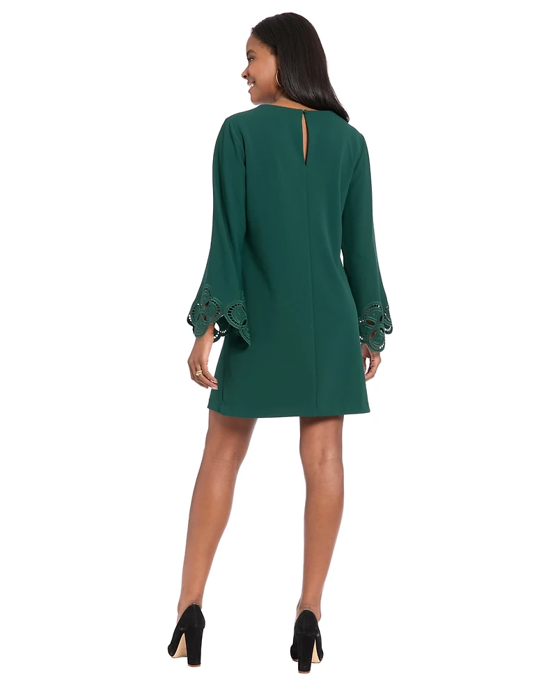 London Times Women's Scuba Crepe Embellished A-Line Dress