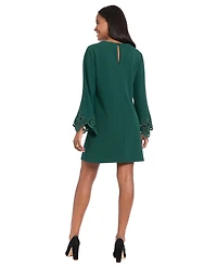 London Times Women's Scuba Crepe Embellished A-Line Dress