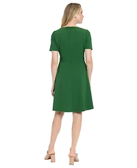 London Times Women's Asymmetrical Boat Neck Dress