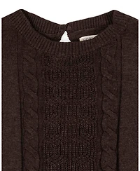 Hope & Henry Little and Big Girls' Organic Flutter Sleeve Cable Sweater Dress