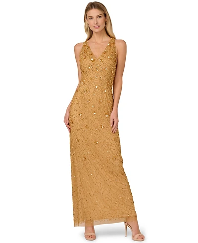 Adrianna Papell Women's Sleeveless Beaded Column Dress