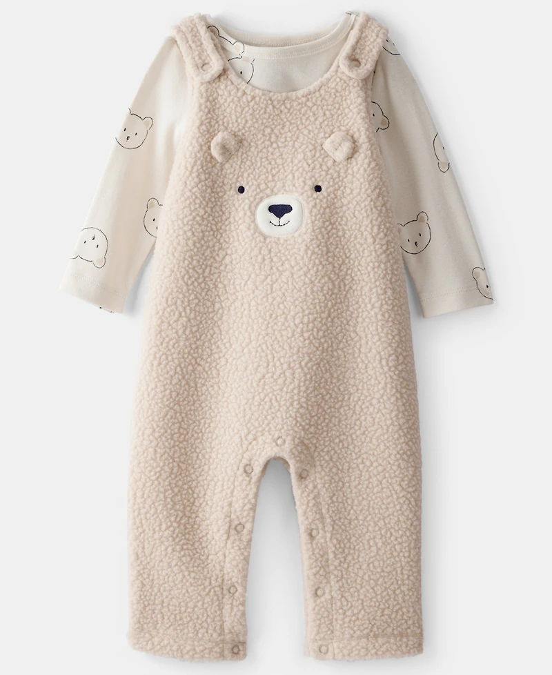 Carter's Baby Boys 2-Piece Bear Long-Sleeve T-Shirt and Overall Set