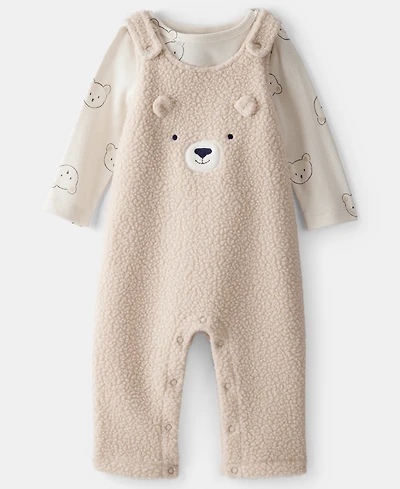 Carter's Baby Boys 2-Piece Bear Long-Sleeve T-Shirt and Overall Set