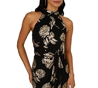 Adrianna Papell Women's Floral Print Halter Neck Dress