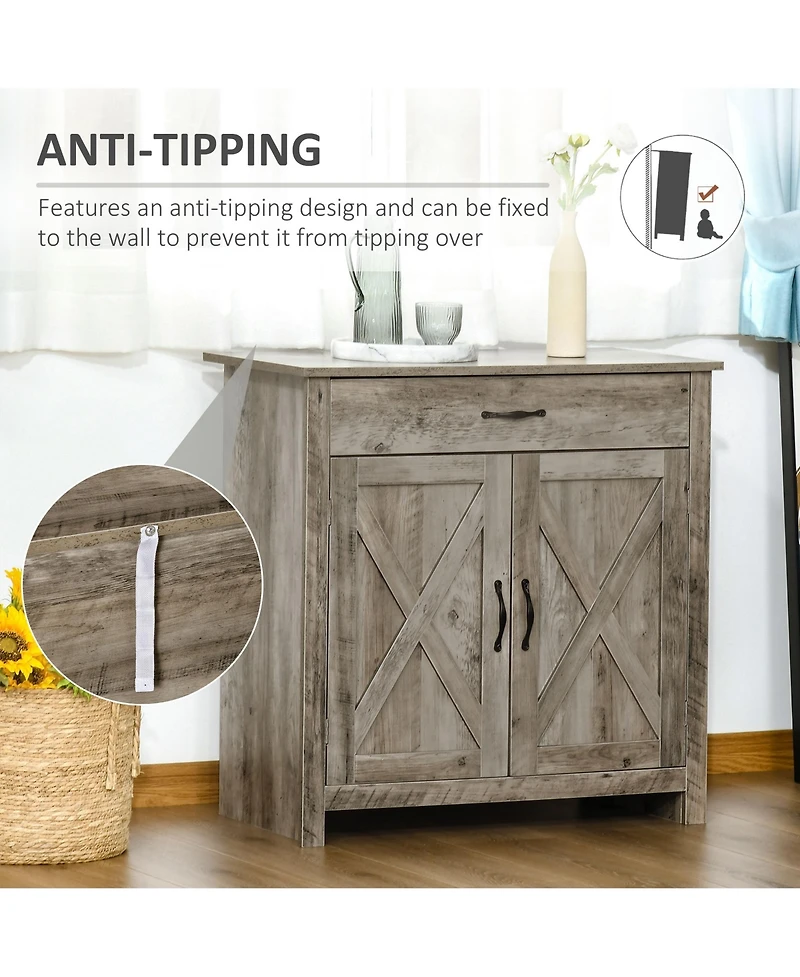 Homcom 32" Modern Farm Style Sideboard Storage Buffet Server Cabinet Organizer
