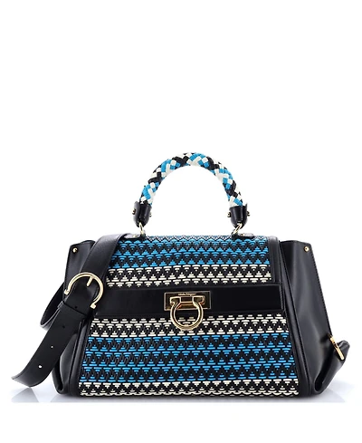 Pre-Owned Salvatore Ferragamo Medium Sofia Satchel Multicolor Woven Leather