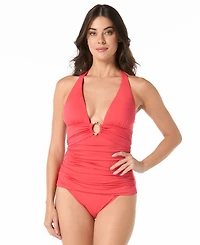 Carmen Marc Valvo Women's Shirred Halter Tankini Top