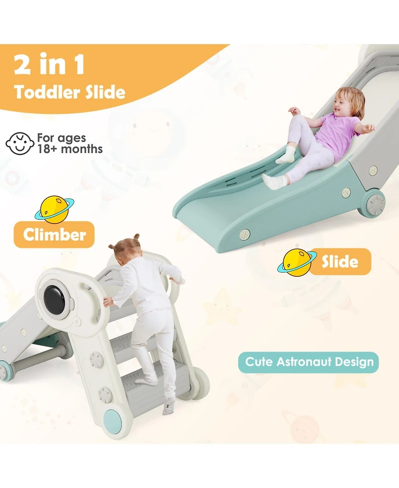 Gymax Folding Freestanding Toddler Slide for Toddlers Age 18+ Months w/ Climber Indoor