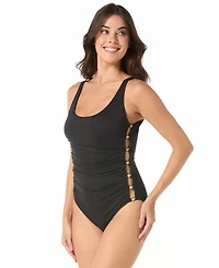 Carmen Marc Valvo Women's Scoop Neck One-Piece Swimsuit