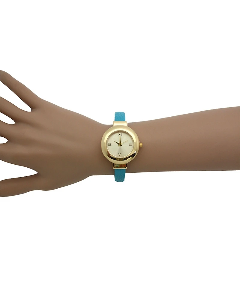 Turquoise Petite Gold Tone Bangle Bracelet Watch