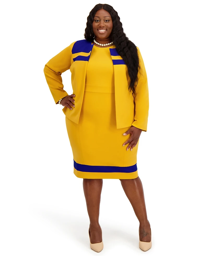 Kasper Seam Women's Crewneck Stripe Detail Sheath Dress