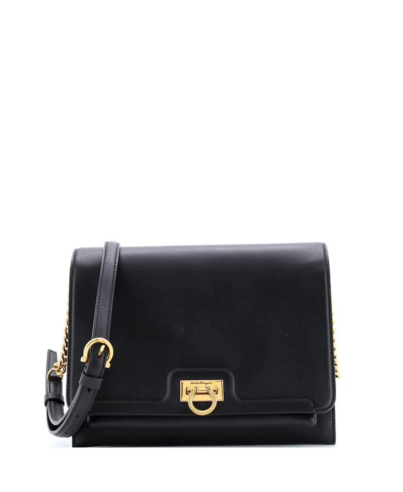 Pre-Owned Salvatore Ferragamo Medium Trifolio Flap Bag Leather