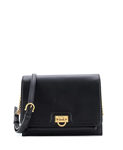 Pre-Owned Salvatore Ferragamo Medium Trifolio Flap Bag Leather