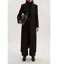 Karen Millen Women's Wool Blend Tailored Fitted Maxi Coat