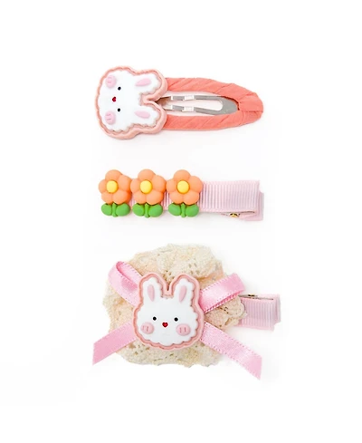 Puttisu Girls 3pc Hair Clip Set - Cookie Bunny Bloom